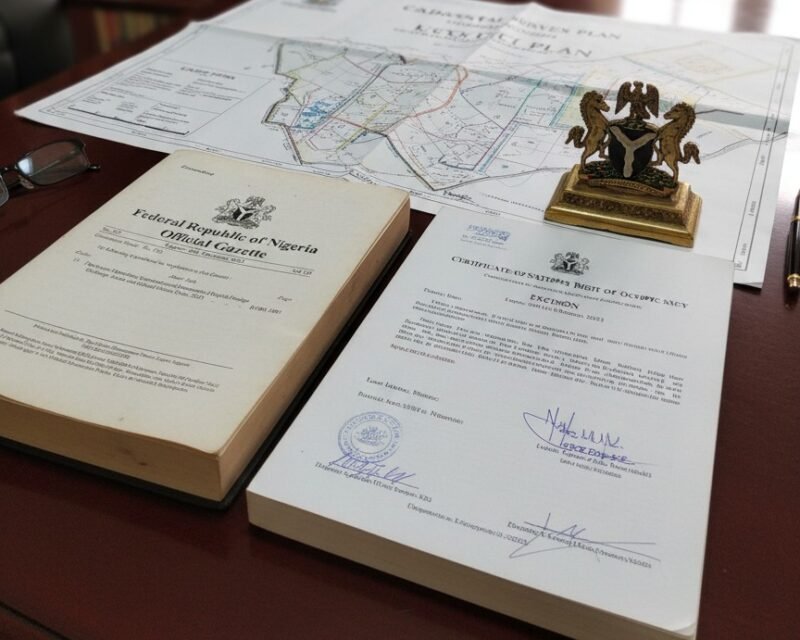 lagos real estate due diligence showing a picture of excision and gazette document pictured by atlas realtors