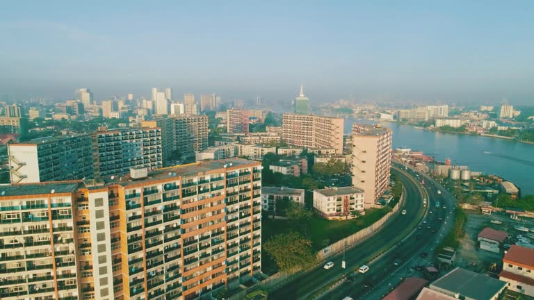 Drone shot of popular places in the luxurious parts of Lagos, Nigeria.