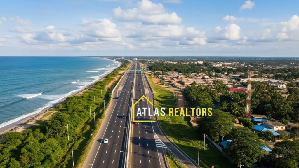 How Much Does Land Cost in Lekki Lagos? (2026 Price Guide) Land Prices in Lekki Lagos showing an image of Lagos-Calabar Coastal Highway showcase by ATLAS REALTORS