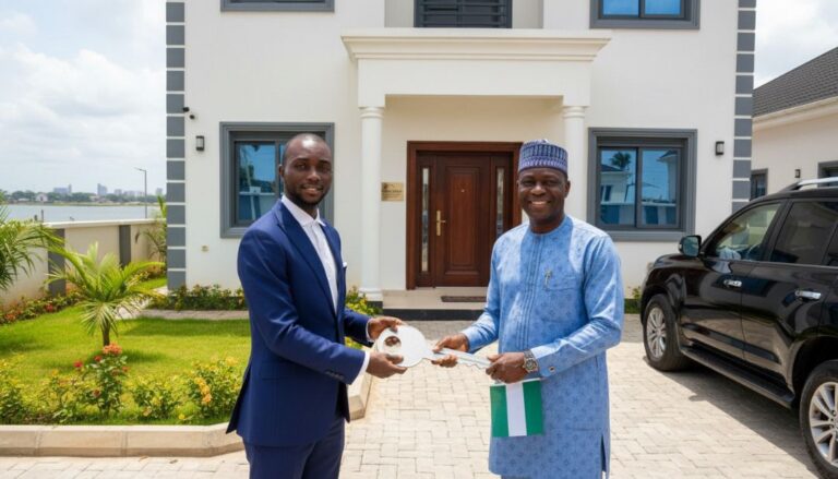 Picture of Gbenga Adeyeye helping a nigeria diaspora man to acquire property