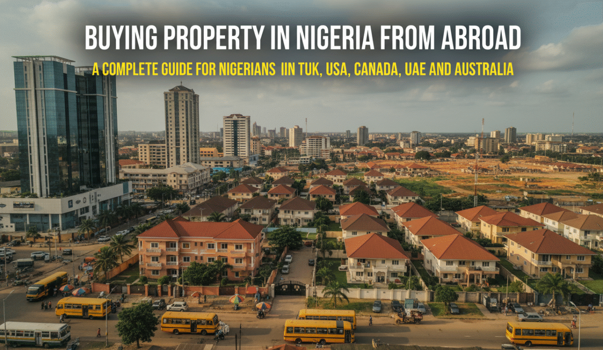Buying property in nigeria from abroad showing a picture of lagos bus in a particular location