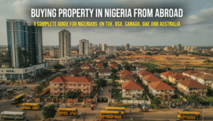 Buying property in nigeria from abroad showing a picture of lagos bus in a particular location