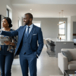 picture of gbenga adeyeye- a real estate consultant in lagos showing a woman a property