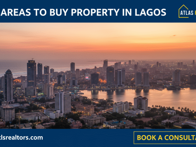 best areas to buy property in lagos showing a picture of a lagos skyline revealed by ATLAS Realtors