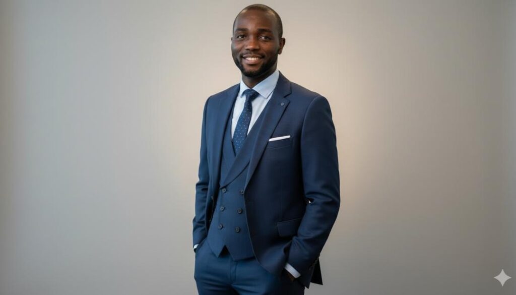 REAL ESTATE CONSULTANT IN LAGOS a real estate consultant in lagos in blue suit
