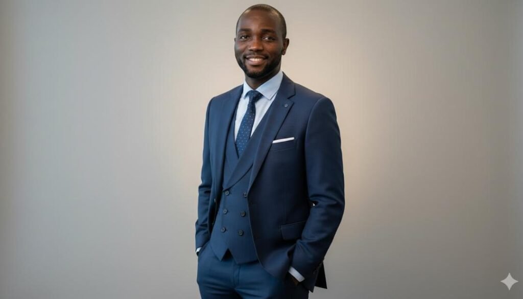 buy property in nigeria from UK showing a picture of Gbenga Adeyeye in a blue suit from ATLAS Realtors