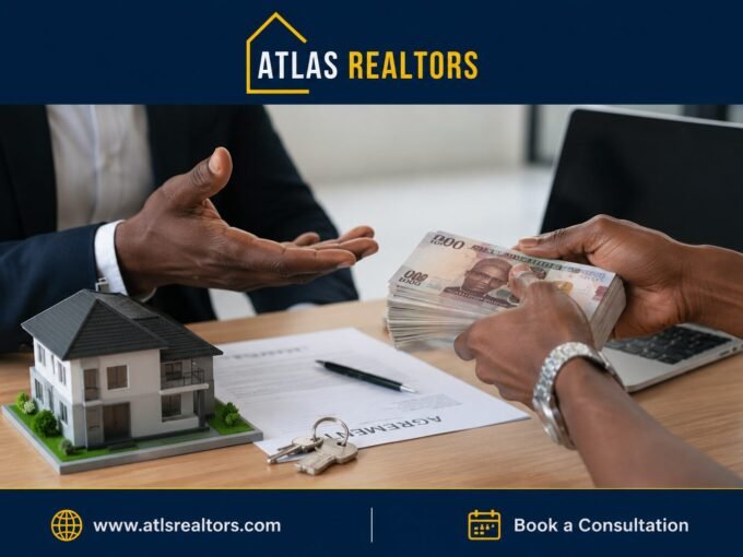 signs of real estate scam in nigeria showing a picture of an agent receiving money from a man