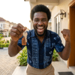 buy property in nigeria from canada showing a picture of a man holding his house key revealed by atlas realtors